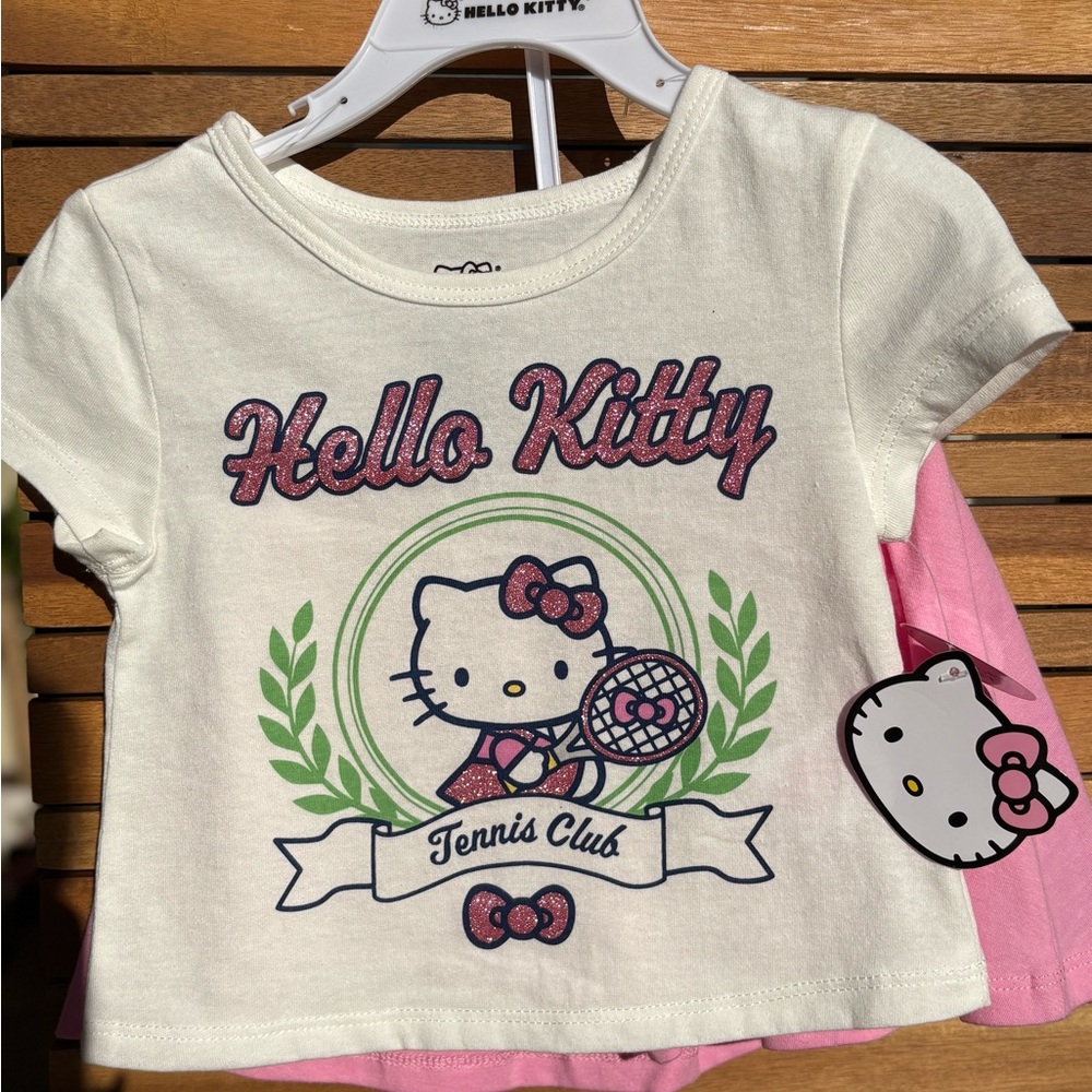 2T NWT Hello Kitty Tennis Club Tee - Cream, Pink, and Green 2pc skort set